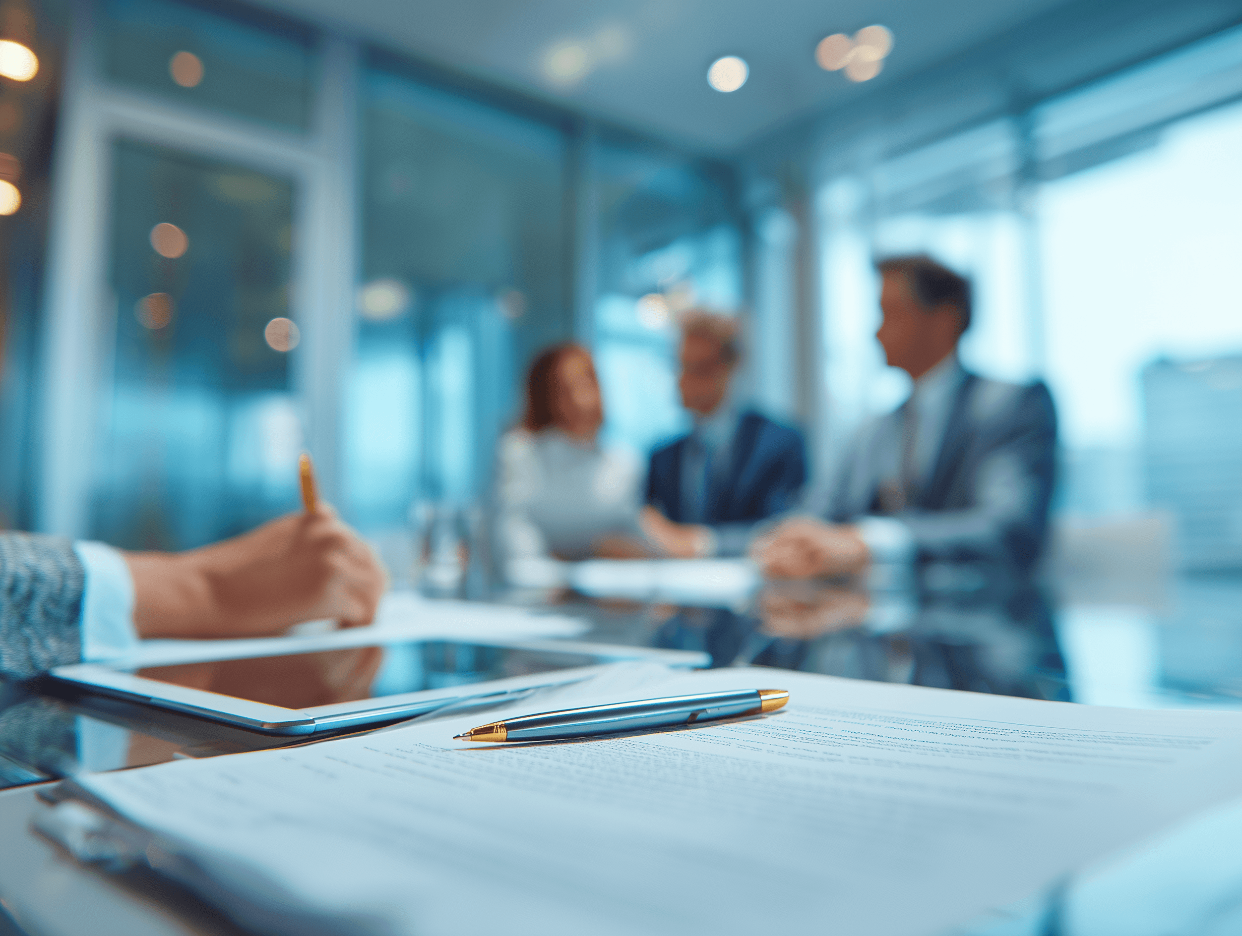 Insurance agent meeting with clients